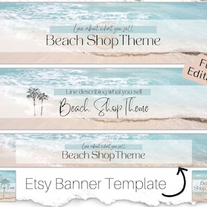 Etsy Shop Banner, Beach Etsy Banner, Selling on Etsy,  Etsy Branding, Etsy Store Banner Template Canva, Retro Etsy Shop Kit,  Etsy Shop Set