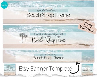 Etsy Shop Banner, Beach Etsy Banner, Selling on Etsy,  Etsy Branding, Etsy Store Banner Template Canva, Retro Etsy Shop Kit,  Etsy Shop Set