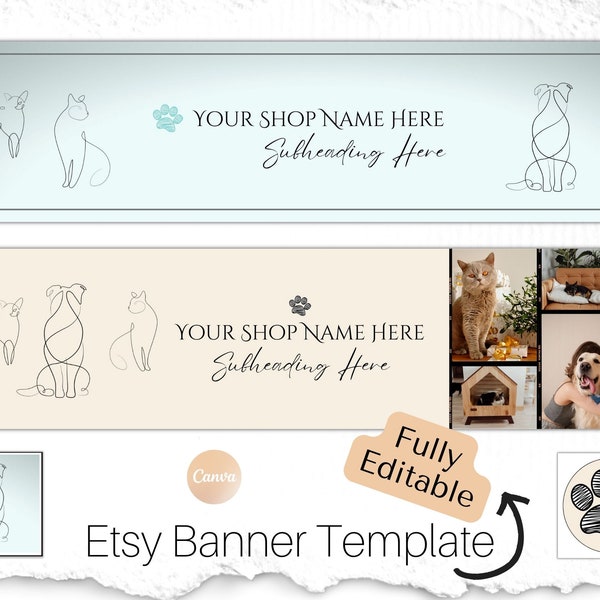 Pet Theme Etsy Banner, Etsy Banner Template for Selling on Etsy, Etsy Branding Kit, Etsy Shop Set, Etsy Pet Shop Banner, Pet Store Banner