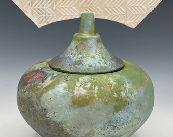 Raku Vase with Lid