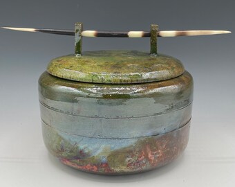 Raku Vase with Lid