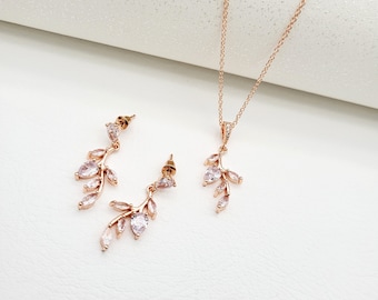 Rosegold Schmuck Set • Rosegold Zirkonia Schmuckset • Damen Rosegold Set • Damen Schmuck Set • Braut Schmuckset • Weihnachtsgeschenk für Sie