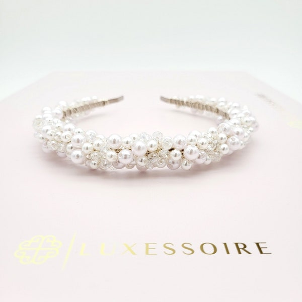 Mariée bandeau de perles • Diadème de mariage • Diadème de perles de mariée • Accessoires pour cheveux de mariage • Diadème de mariage de mariée • Bandeau de perles • Diadème de mariée