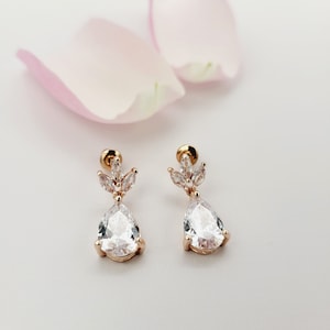 Rosegold Brautschmuck Set Zirkonia Schmuckset Braut Set Hochzeit Schmuck Set Schmuckset Braut Weihnachtsgeschenk für Frauen Ohrringe