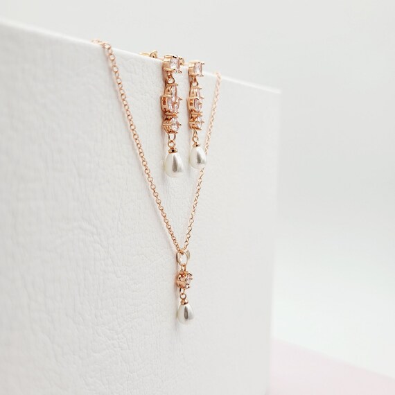 Rosegold Perlen Schmuck Set • Valentinsgeschenk • Geschenk Damen