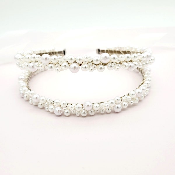 Bandeau de perles • Diadème de mariage • Diadème de mariée • Diadème • Bijoux de mariage • Accessoires pour cheveux de mariée • Couronne de mariée • Bandeau de mariée