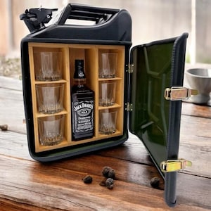 CANISTER BAR birthday gift FREE 3 whiskey glasses, gift for him, for dad, for bachelor party, whiskey set