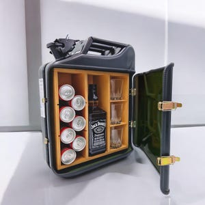 CANISTER BAR birthday gift FREE 3 whiskey glasses, gift for him, for dad, for bachelor party, whiskey set