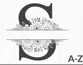 Floral Split Monogram svg Split Letters svg Split font svg Monogram Font svg Foral Alphabet svg Foral Split Font svg Floral wedding svg