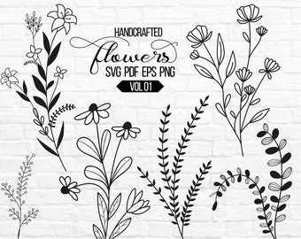 Botanical Svg, Wildflower Clipart, Garden Svg, Wildflower Cut File, Wildflower Svg, Botanical Svg