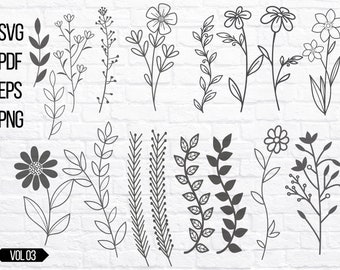WILDFLOWER SVG, Flower Svg Bundle, Floral Svg Bundle, Plant Svg Bundle, Botanic Svg Bundle, Flowers Png Bundle, Flowers Clipart