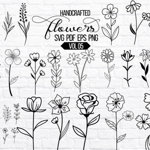 Wildflower Svg, Flower Svg Bundle, Floral Svg Bundle, Plant Svg Bundle, Botanic Svg Bundle