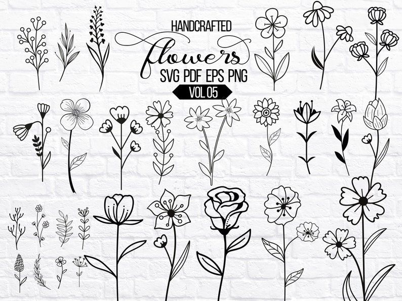 Wildflower Svg, Flower Svg Bundle, Floral Svg Bundle, Plant Svg Bundle, Botanic Svg Bundle