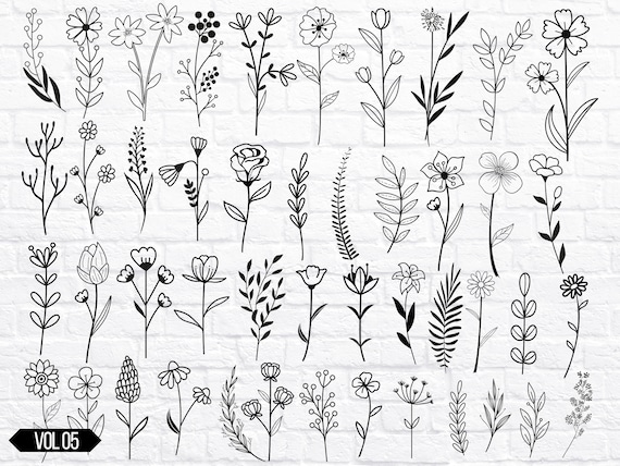 Wildflower Svg, Flower Svg Bundle, Floral Svg Bundle, Plant Svg Bundle, Botanic Svg Bundle