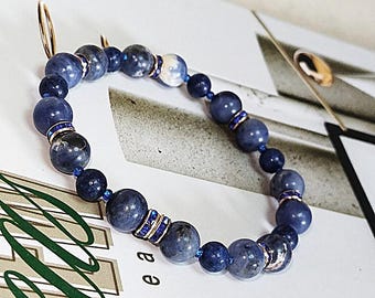 Sodalite & Lapis Lazuli Bohemian Bracelet, Unique Stone Jewelry, Gift for Her, Blue Gemstone Bracelet, Women's Boho Gift, Blue Stone Bracelet