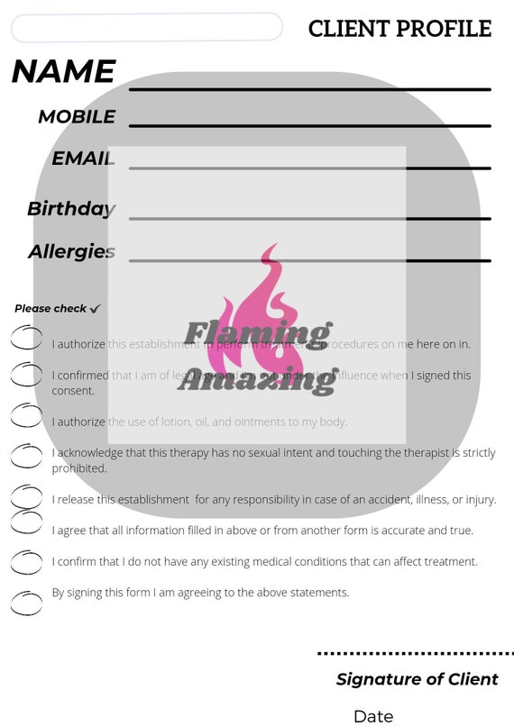 Client Treatment Waiver Form Printable Etsy