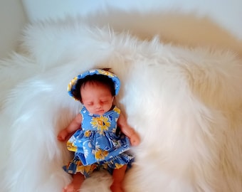 8 Inch Silicone Reborn Doll Clothes Romper With Matching Bonnet Summer Daisies