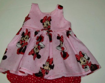 Baby Alive and Reborn / Silicone Baby Doll Clothes. Dress and Bloomers 10&quot; 12&quot; or 15&quot; Minnie Mouse