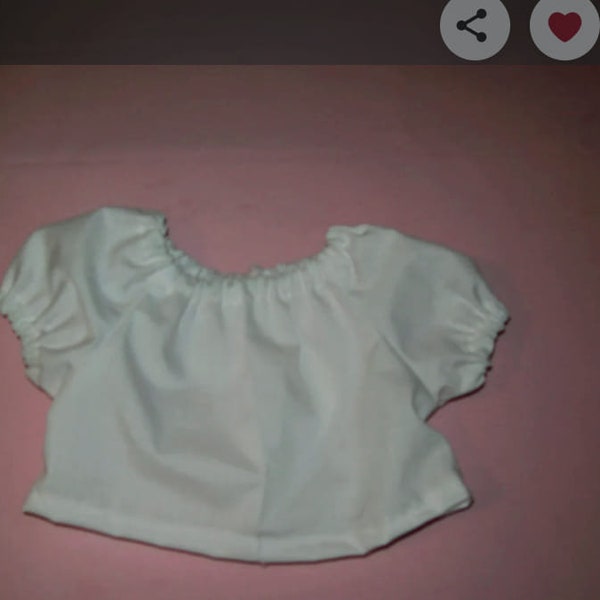 Baby Alive and Silicone Reborn Doll Clothes.  10" 12" or 15" White Peasant Blouse