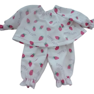 Baby Alive and Reborn / Silicone Baby Doll Clothes. Flannel Baby Strawberries PJs 10&quot; 12&quot; or 15&quot;