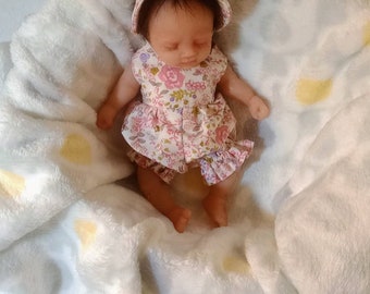 8 Inch Silicone Reborn Doll Clothes Romper With Matching Bonnet Pink Shabby Chic