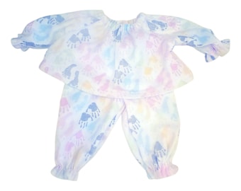 Baby Alive/Reborn Silicone Doll Clothes Flannel  Pajamas Lots of Sizes Baby Handprints