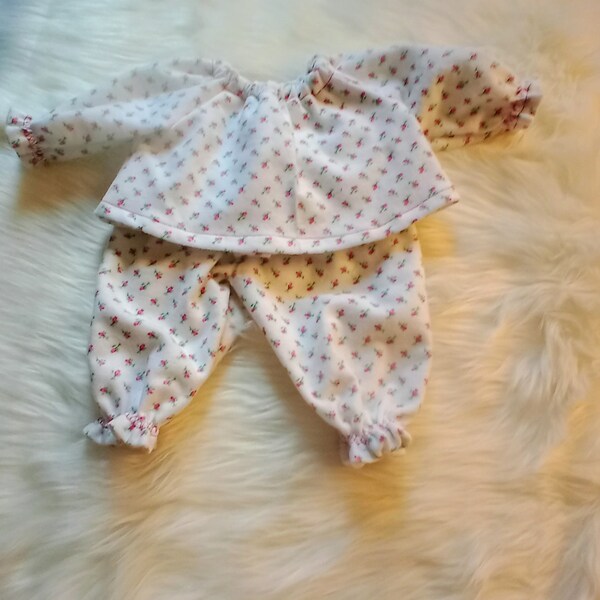 Baby Alive and Reborn / Silicone Baby Doll Clothes. Flannel Baby Rosebud PJs 10" 12" or 15"