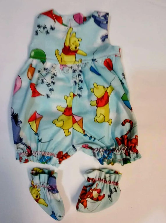 Baby Alive and Silicone Reborn Doll Clothes. Adorable Romper and Booties 10" 12" or 15" Disney Winnie the Pooh