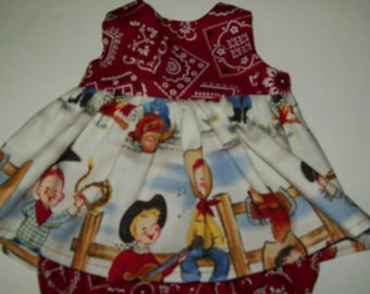 Baby Alive and Silicone Reborn Doll Clothes. Dress and Bloomers 10" 12" or 15" Western Outfitters