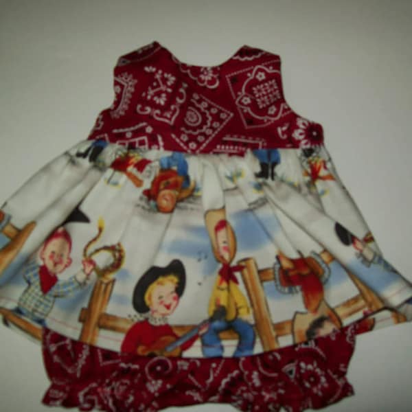 Baby Alive and Silicone Reborn Doll Clothes. Dress and Bloomers 10" 12" or 15" Western Outfitters
