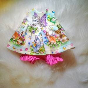 Baby Alive and Reborn / Silicone Baby Doll Clothes. Dress and Bloomers 10" 12" or 15" Kittens and Butterflies