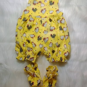 Baby Alive and Reborn/ Silicone Baby Doll Clothes. Adorable Romper and Booties 10&quot; 12&quot; or 15&quot; Farmhouse Chickens