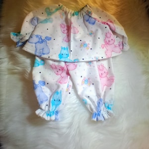 Baby Alive and Reborn / Silicone Baby Doll Clothes. Flannel Baby Zoo Animals PJs 10&quot; 12&quot; or 15&quot;