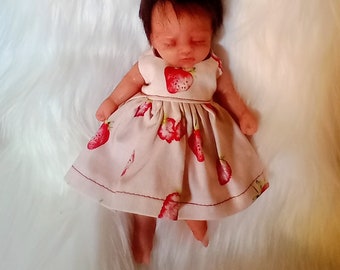 8 Inch Silicone / Reborn Doll Clothes Dress and Matching Bloomers Strawberry and Cream