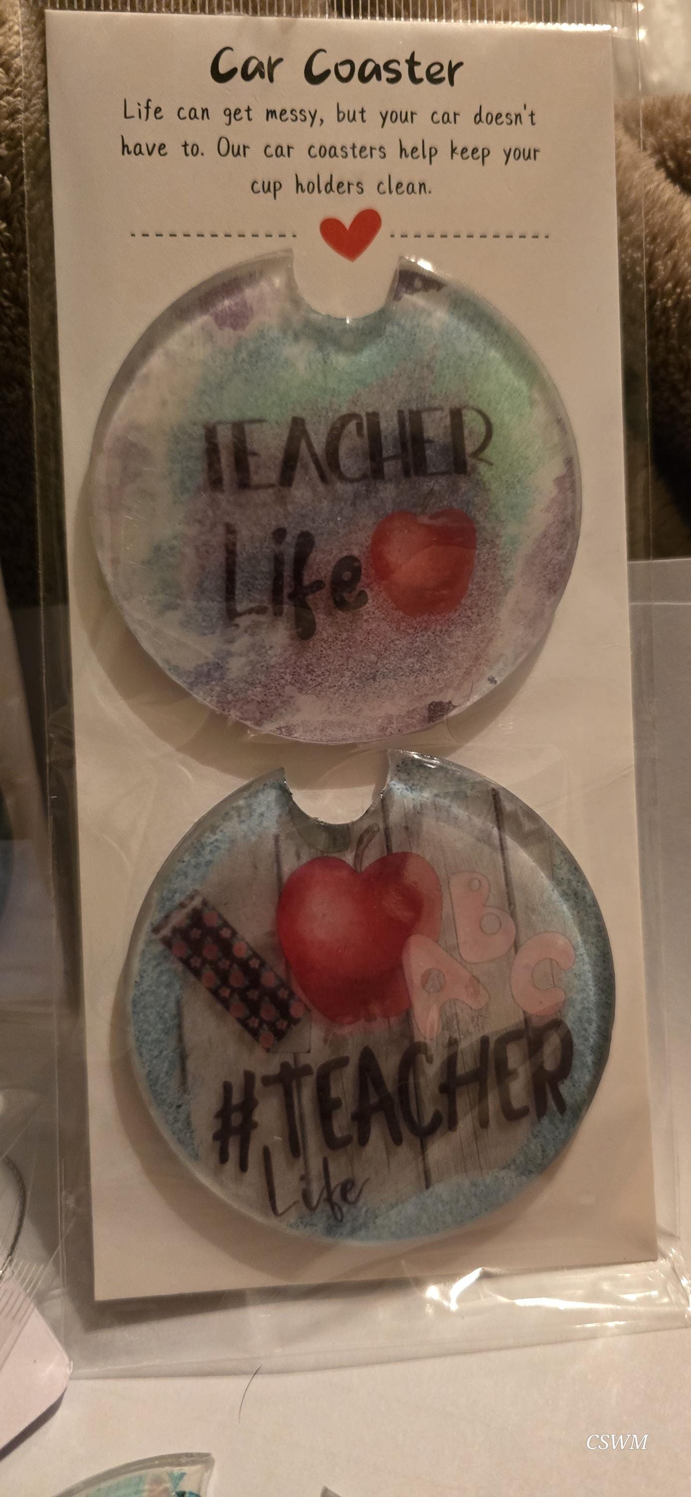 Resin Teacher Car Coaster Set - Thumbnail 2