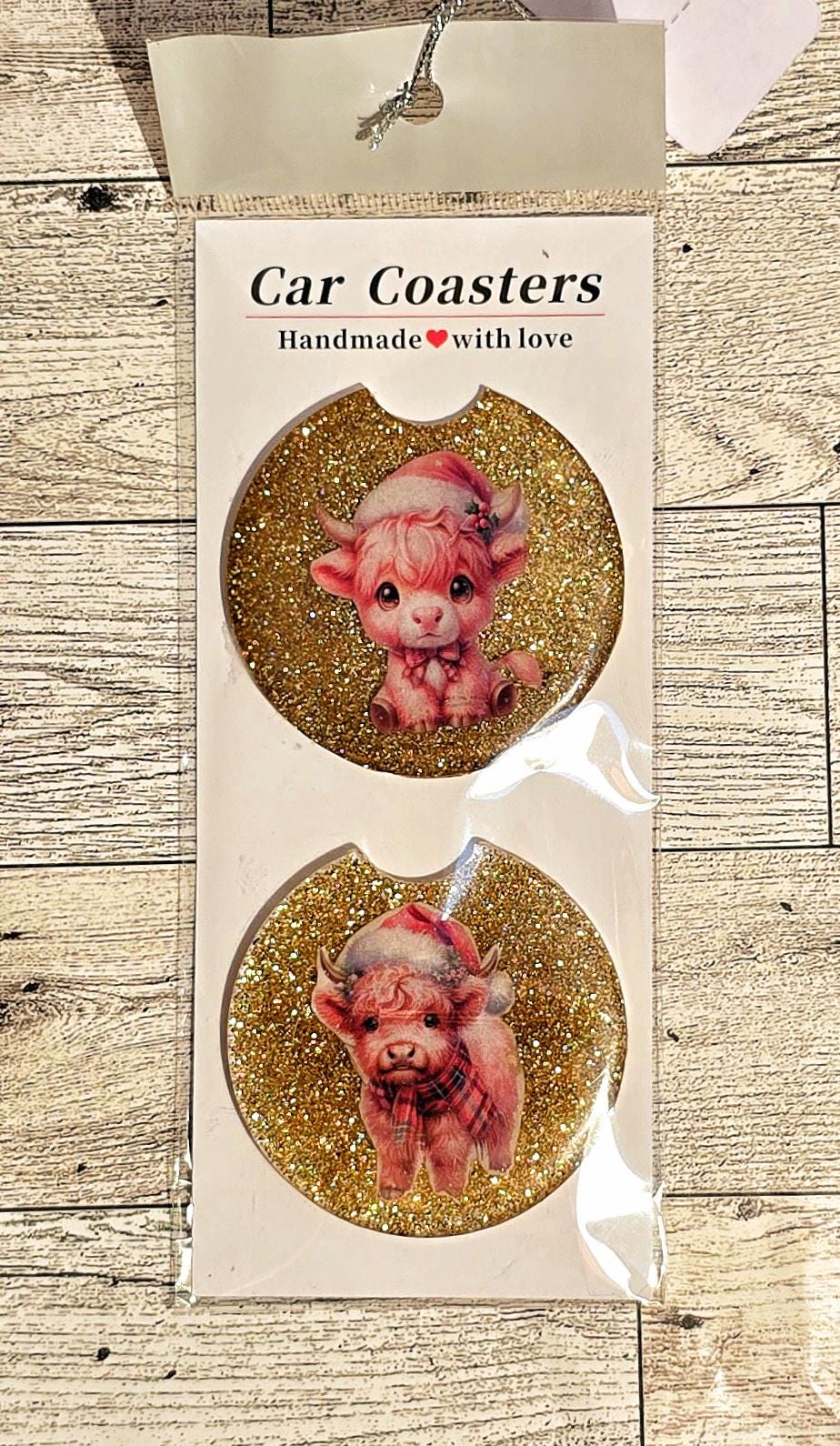 Baby Highland Cow Resin Car Coaster - Adorable & Durable Cup Holder