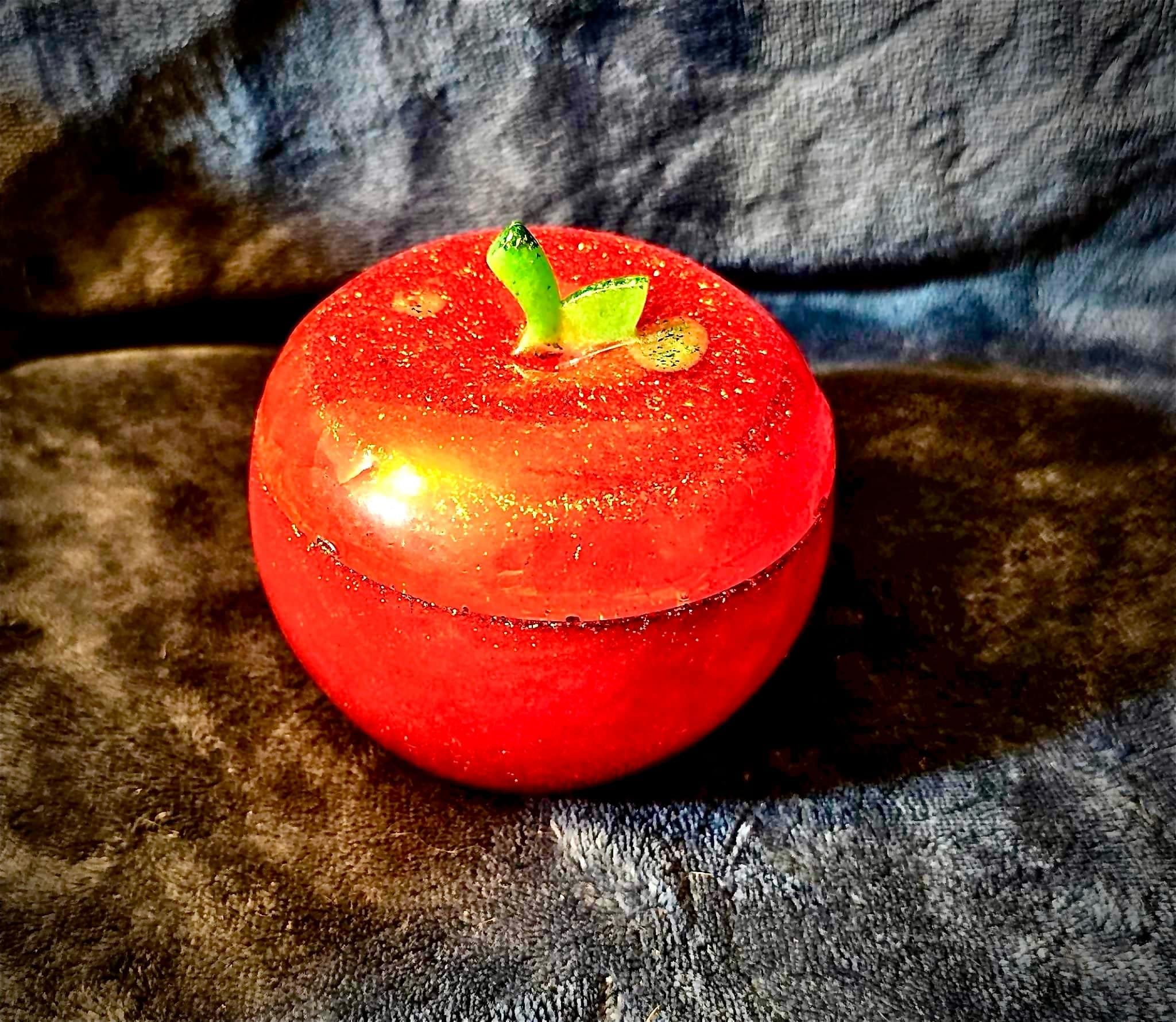 Apple Jar with Lid handmade with Resin - Thumbnail 3