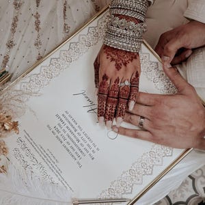 A4 Goldrahmen Nikkah Vertrag | Luxus Heiratsurkunde | Premium Ordner | Schreibfeder | Hochzeitsgeschenk
