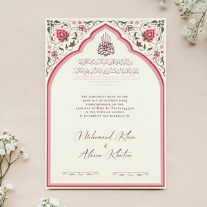 Certificado Nikkah de lujo / Plantilla de contrato de matrimonio islámico / Carpeta acolchada premium / Nikah Katb Al-Kitab / Regalo de decoración de boda