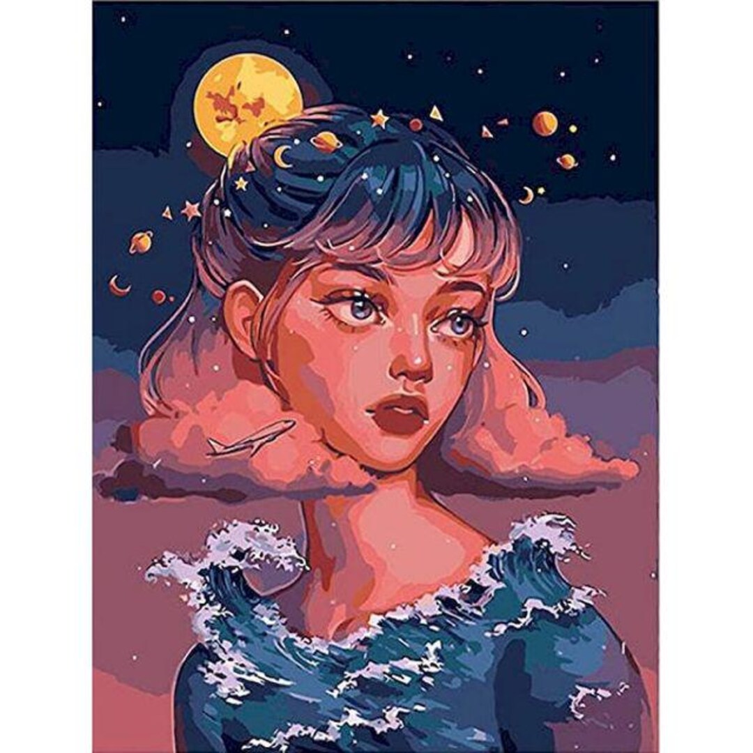 Cartoon Girl Acrylic Painting by Number Kit Etsy UK