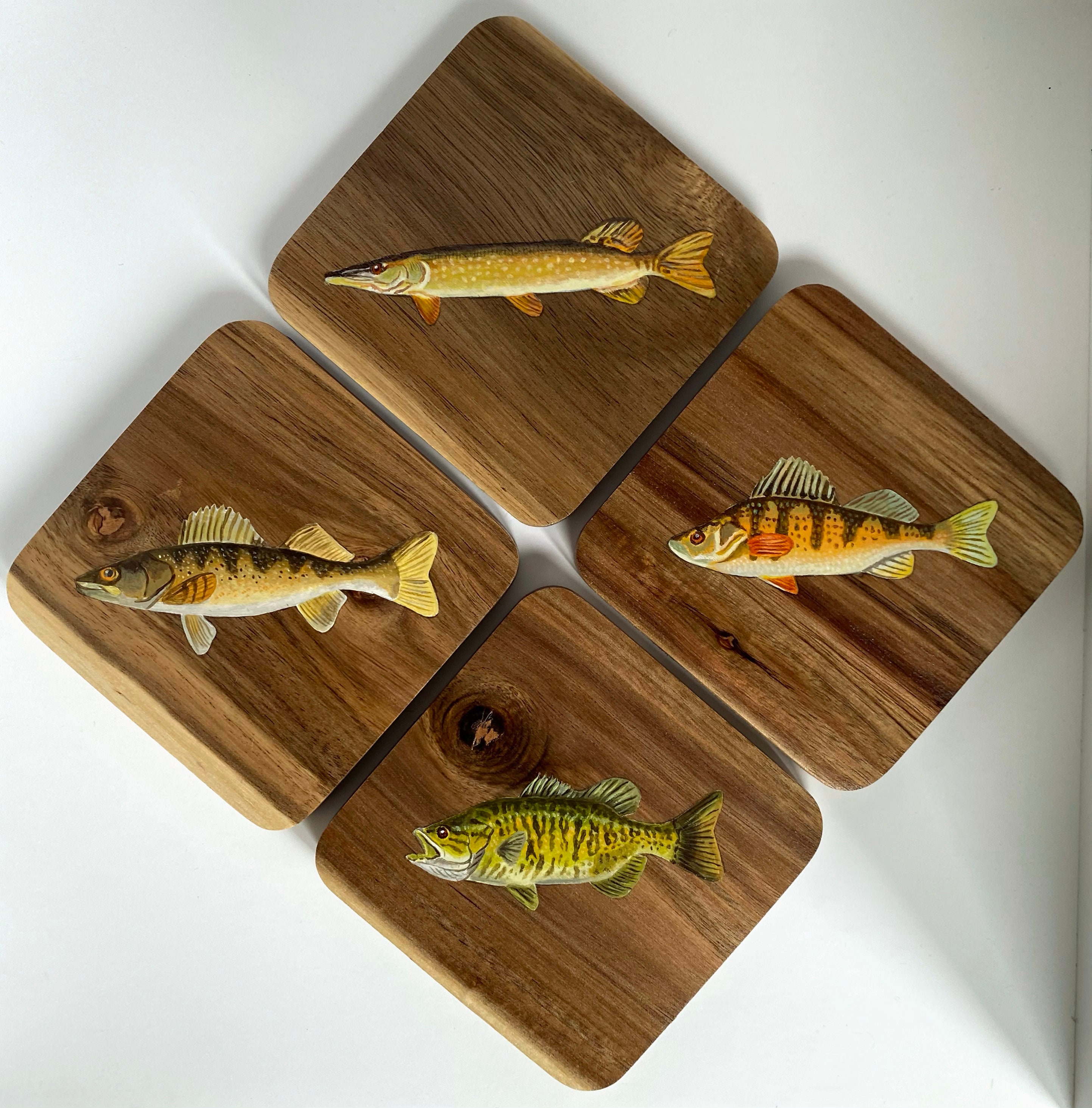 Wood Fish Coasters 