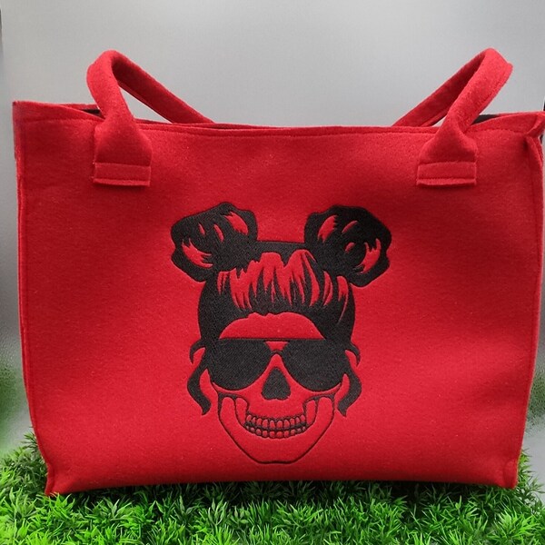 Carrier ~Rockabilly Totenkopf~ Filztasche in Rot