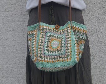 100% Handmade,Colourful, Granny Square Shoulder Boho Bag, Best Choice for a Gift