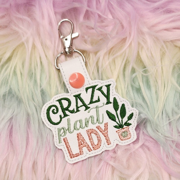 Crazy Plant Lady Snap Tab Embroidery Design