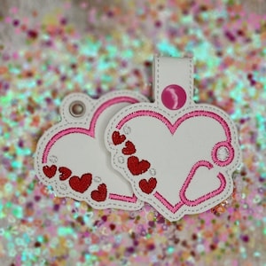 Valentine Stethoscope Snap Tab Embroidery Design