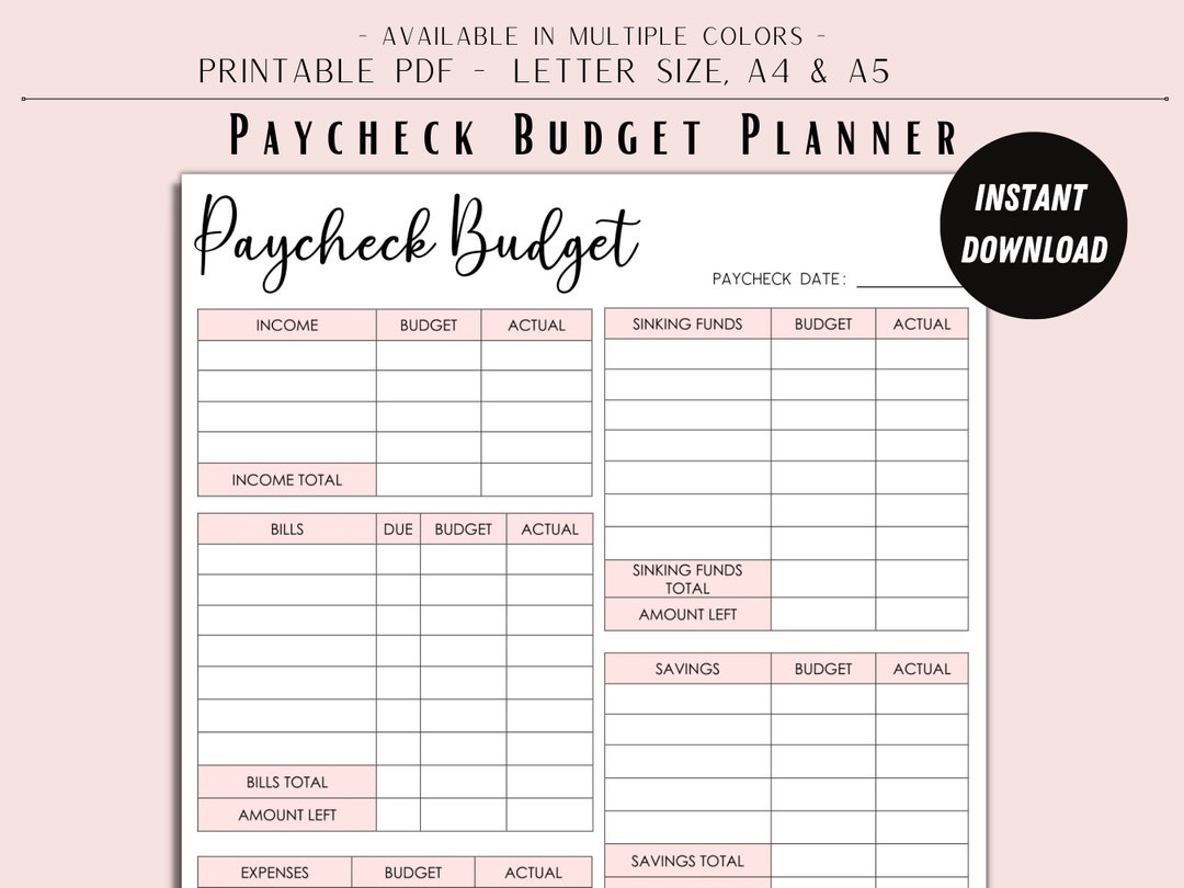 Paycheck Budget Planner, Budget Template, Budget Planner, Finance ...