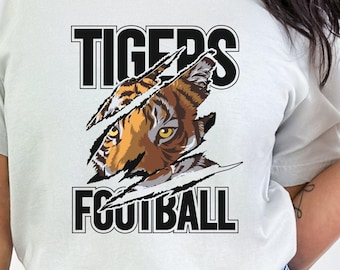 Tigers Football Mascot PNG: School Spirit Shirt Design (Digital Download)
