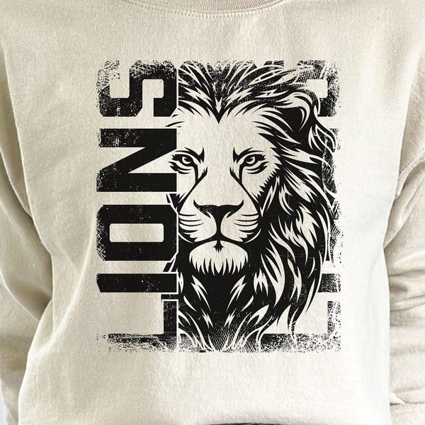 Distressed Lions Mascot SVG: School Spirit Cut File (Digital Download)