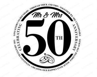 50周年記念SVG：ミスター＆ミセス ゴールデンイヤーズ デザイン（デジタルダウンロード）