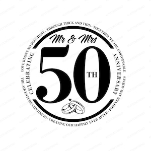 50e Mr & Mrs Wedding Anniversary Svg Instant Download voor Cricut, 50 Golden Years Anniversary voor ouders, doen we nog steeds na 50 jaar Svg
